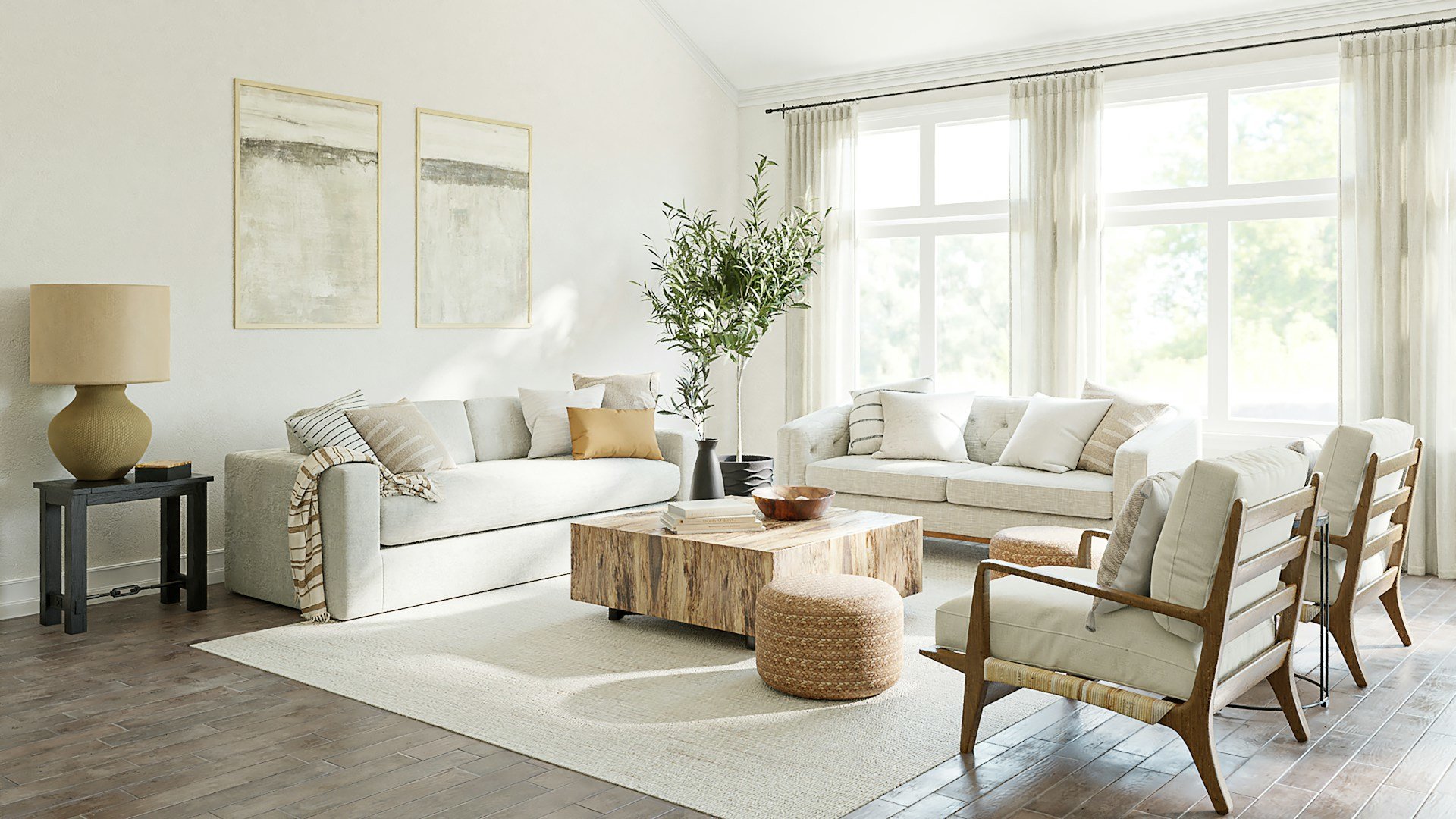 living room with neutral colors